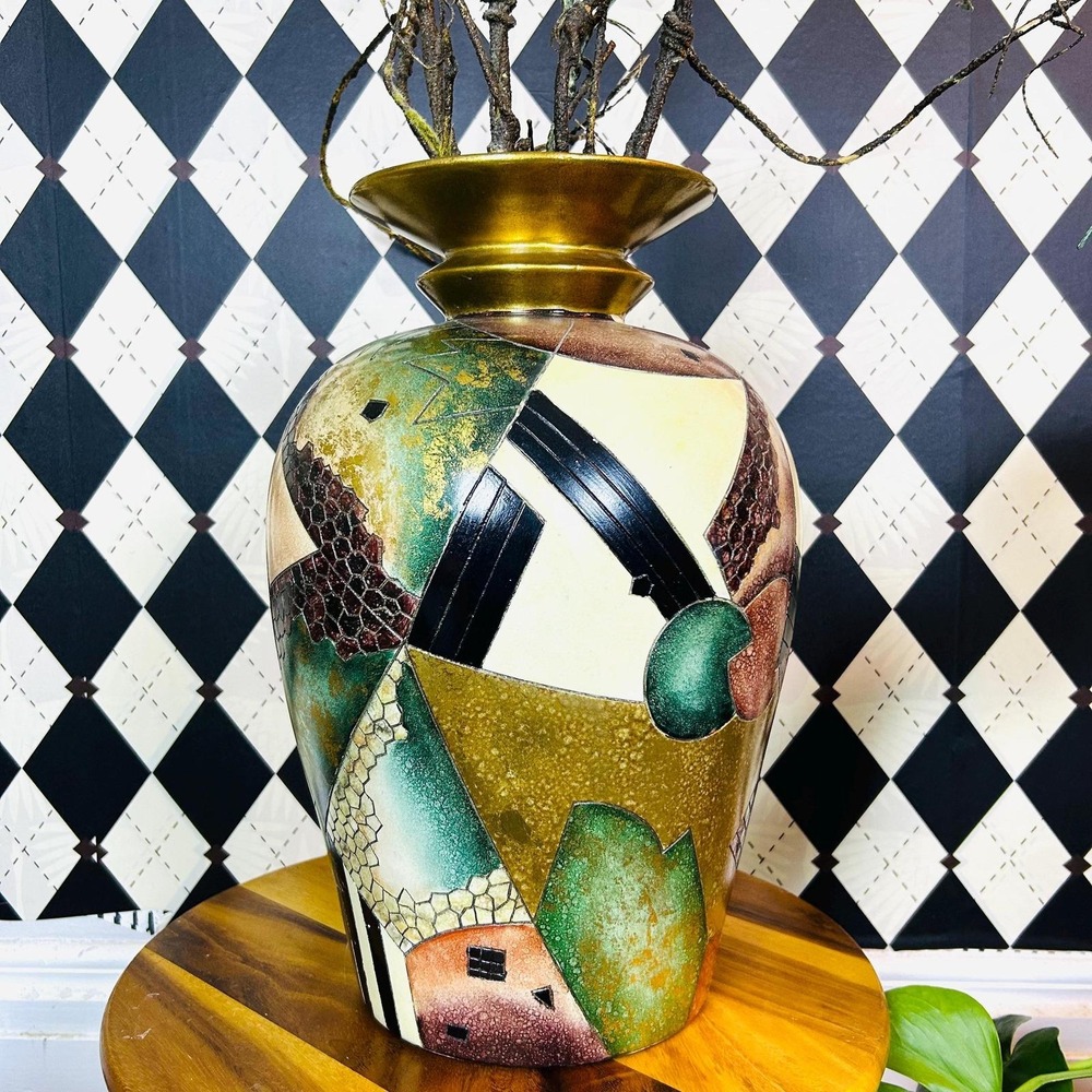 Alexander Kalifano Abstract Floor Vase Oversized Ceramic Statement Decor 18"
